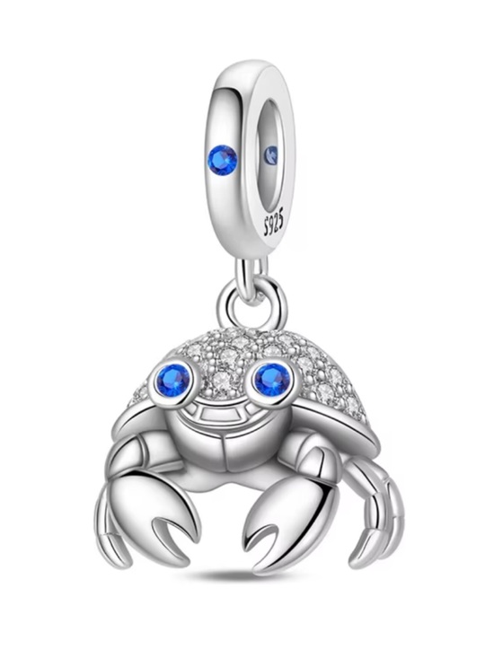 Jewelry - 🦀 925 Sterling Silver Blue Crab Dangle Charm CZ Pavé